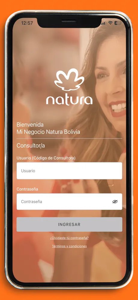 Natura: pantalla de inicio de sesión